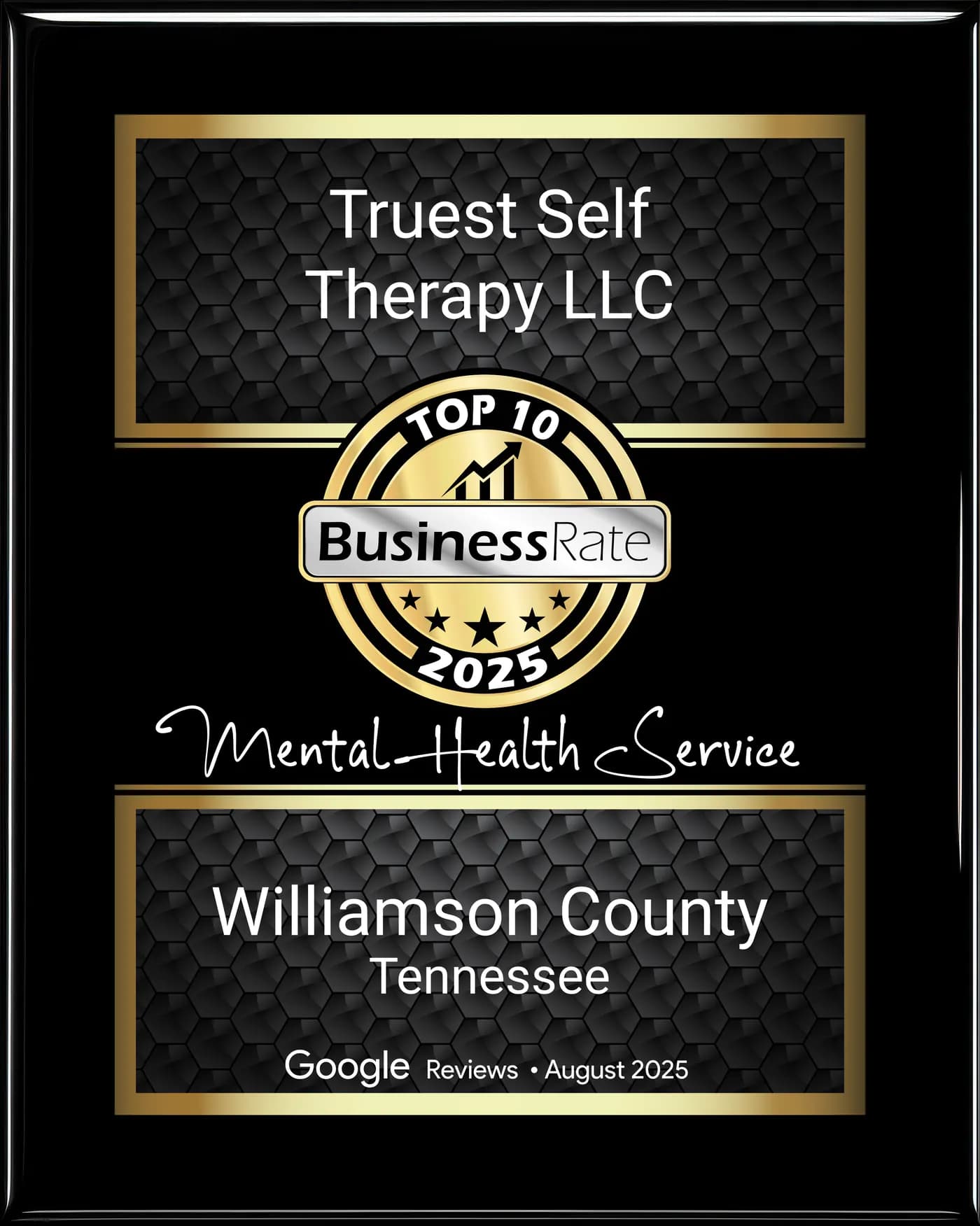 Top 10 BusinessRate 2025 - Mental Health Service - Williamson County Tennessee