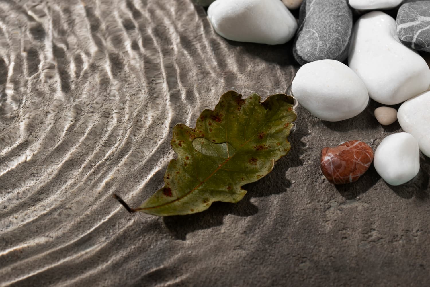 Zen garden with peaceful stones and natural elements
